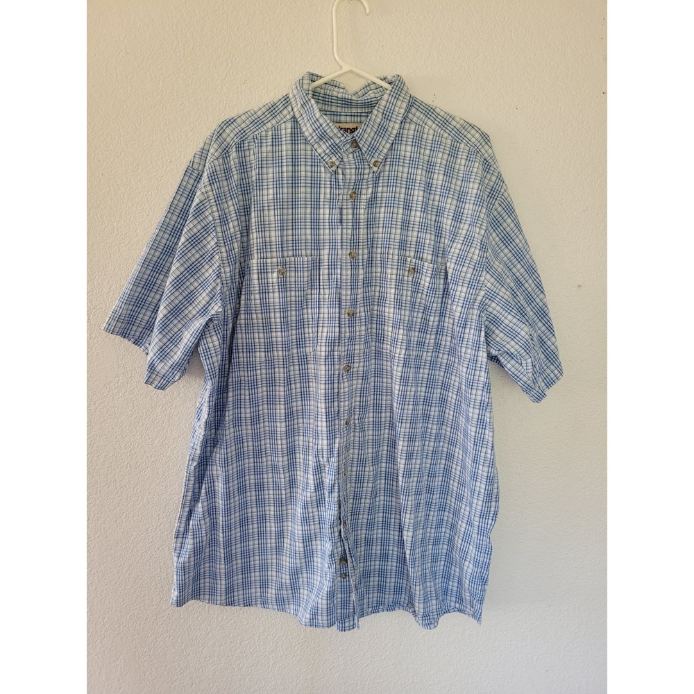 Wrangler Rugged Wear Plaid Wrinkle Resist Short Sleeve Button Up Shirt XXL T #18